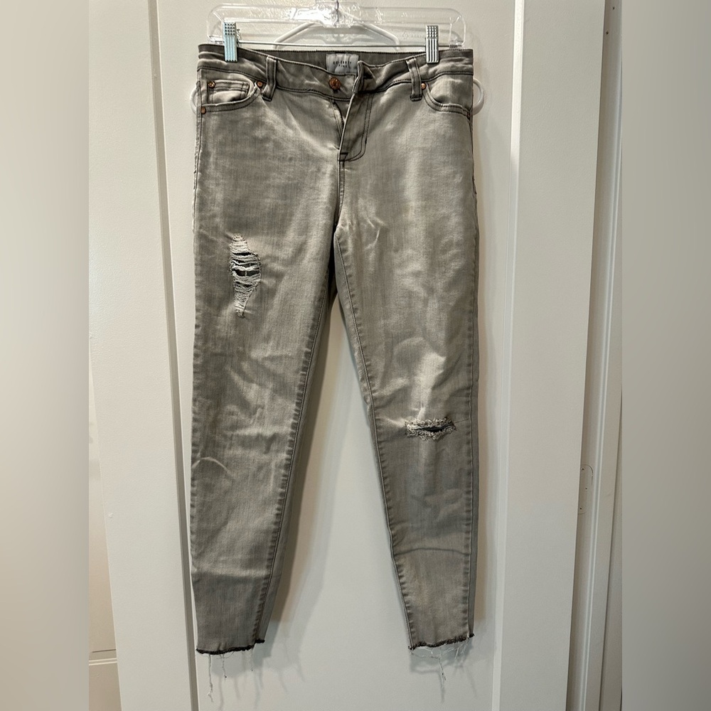 Celebrity Pink Gray Distressed Skinny Jeans